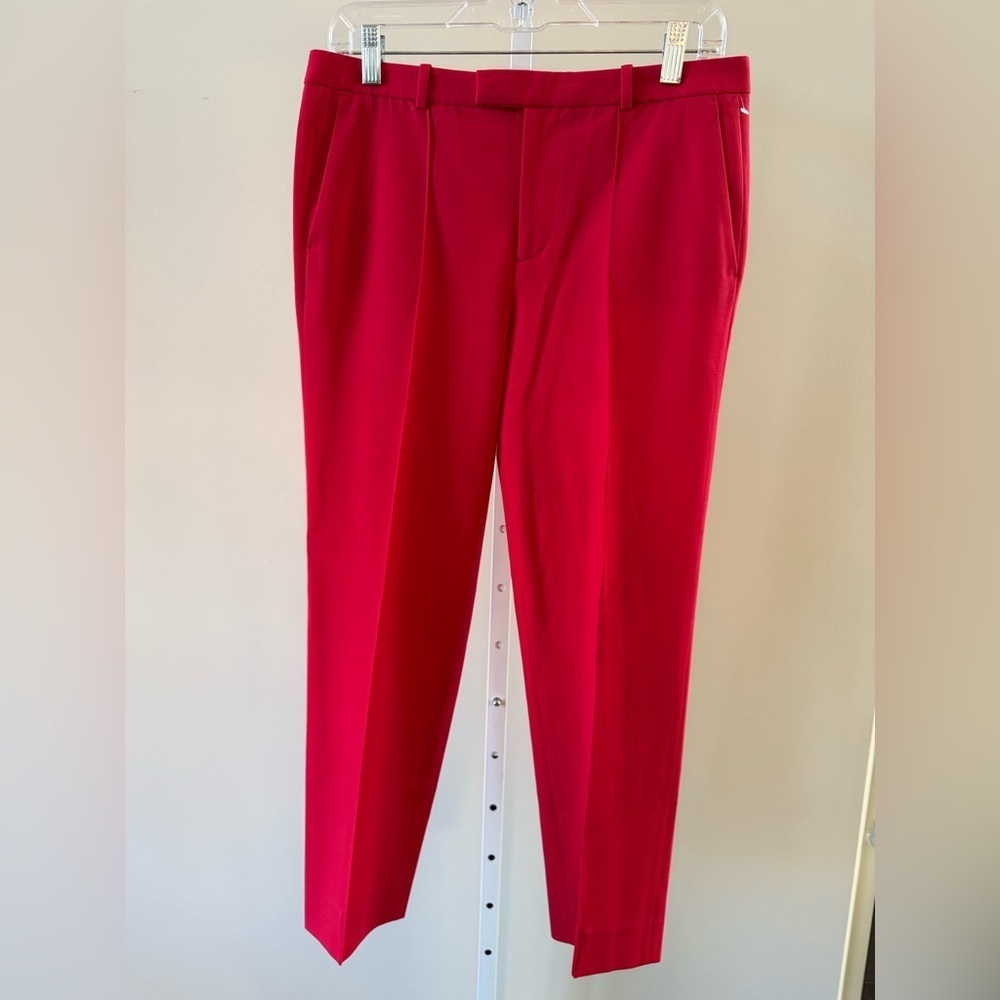 J Crew “Tollegno 1900” Red Classic Fit Straight Leg Pants Size 4 Work Career - Picture 2 of 15